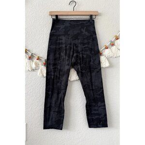 Lululemon Align High Rise Crop 23" Black Camo Nulu Yoga Activewear Pilates 6
